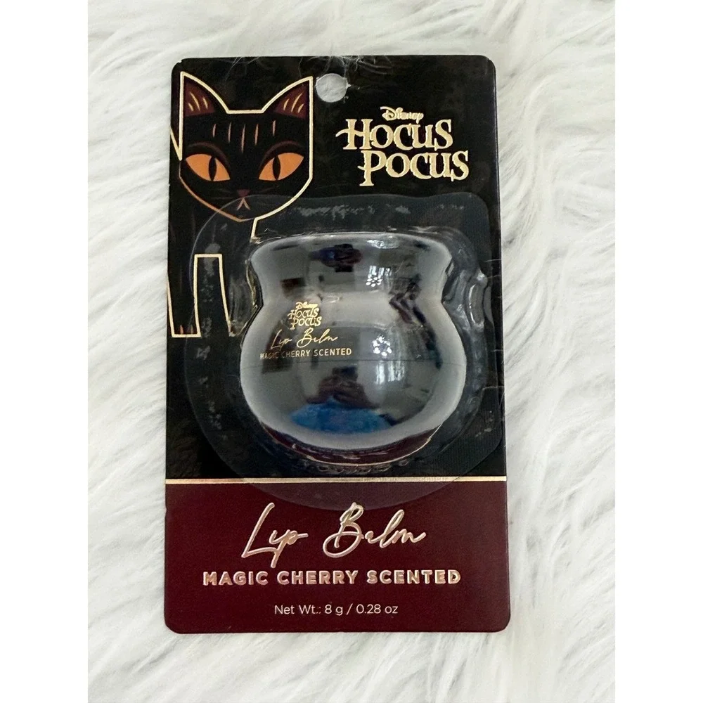 Disney Hocus Pocus Lip Balm Set 4 Cauldron Jars Cherry Almond Vanilla Strawberry